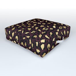Burgundy Red Leopard Pattern Outdoor Floor Cushion