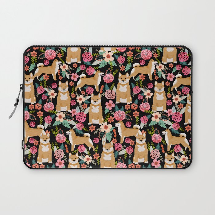 Shiba Inu floral dog breed pet art must have gifts pure bred shiba inus doggo Laptop Sleeve