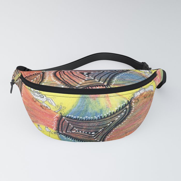 cheerful wonky & quirky checks and stripes w/ doodles Fanny Pack