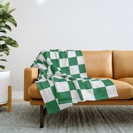 Checkered (Dark Green & White Pattern) Throw Blanket