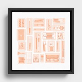 Stationery Love - Peach Pattern Framed Canvas