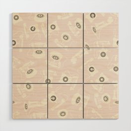 Vintage Rotary Dial Telephone Pattern on Pastel Pale Pink Wood Wall Art