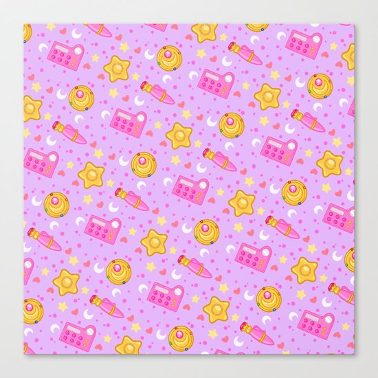Usagi's Items Pattern / Sailor Moon Canvas Print