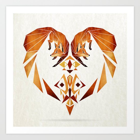 foxes heart Art Print
