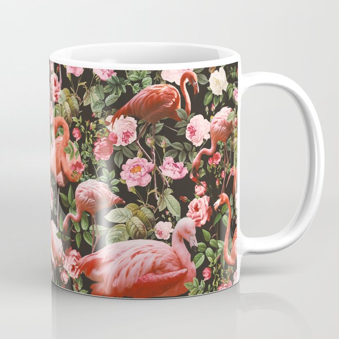 Floral and Flemingo Pattern Coffee Mug