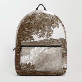 Hudson River and Catskills, Bourbon and Crisp White Backpack | Landscape, Graphicdesign, Catskill, Upstate, Masculine, Trees, Adventure, Country, 1700S, River 
