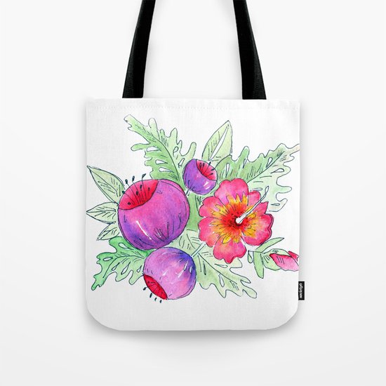 Tropical exotic flowers and leaves 2 . Tote Bag