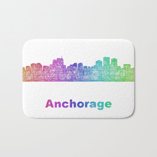 Rainbow Anchorage skyline Bath Mat