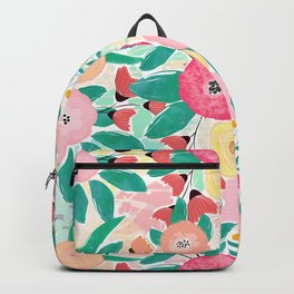 Modern brush paint abstract floral paint Backpack