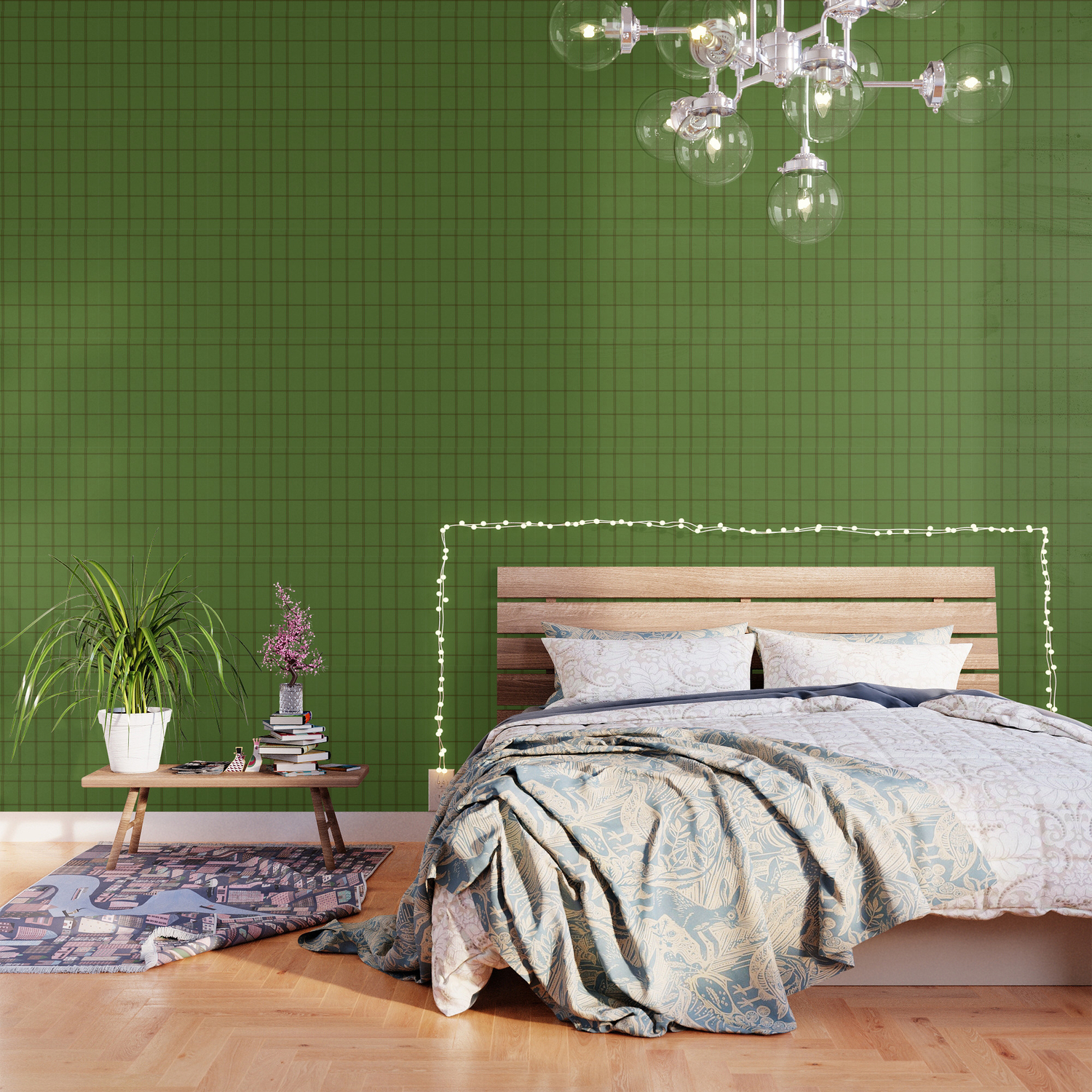Tartan minimal green pattern warm Wallpaper by The Aesthetic Shop | Society6