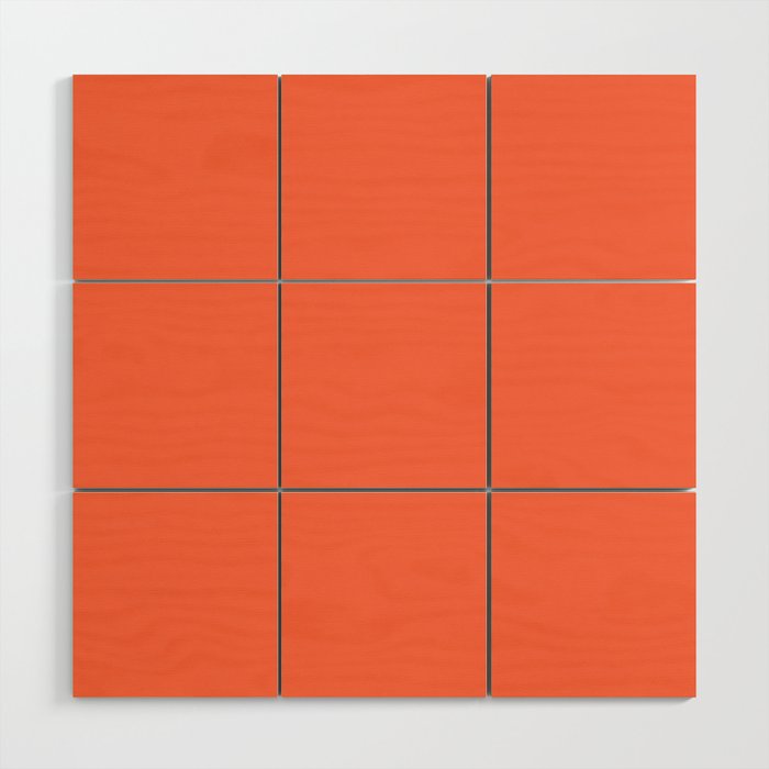 Solid Color Outrageous Orange Pattern Wood Wall Art