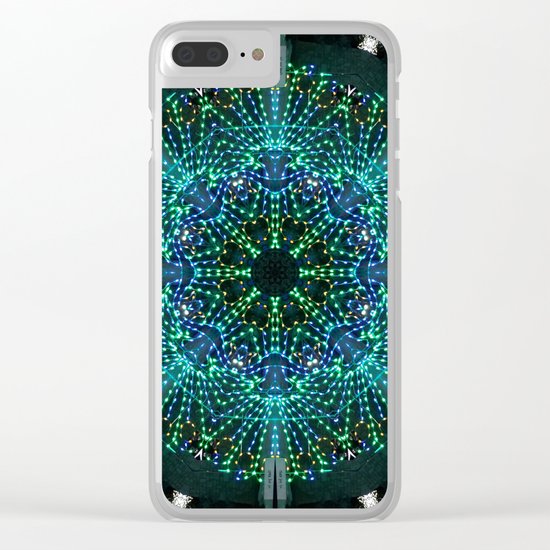 Kaleidoscope fantasy on lighted peacock shape Clear iPhone Case