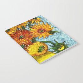 Sunflowers, Paris, in Vase portrait painting by Vincent van Gogh Notebook
