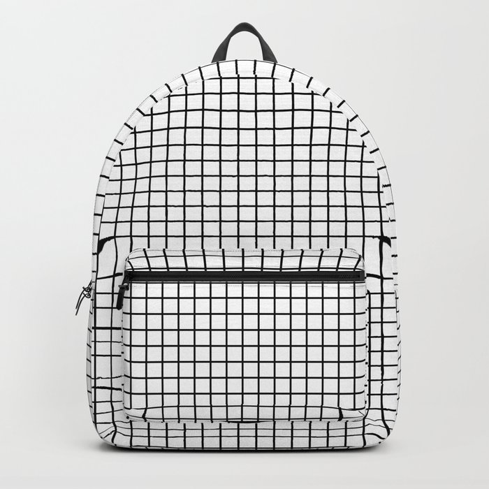 Black and shop white grid backpack