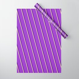 [ Thumbnail: Tan, Dark Orchid & Indigo Colored Pattern of Stripes Wrapping Paper ]