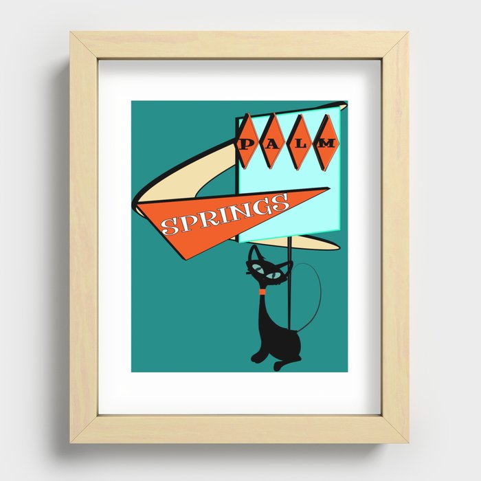 Retro Palm Springs Kitty Waiting for a Lift Recessed Framed Print