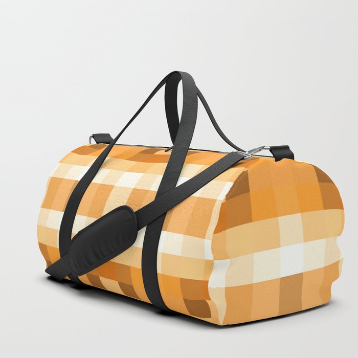 geometric symmetry art pixel square pattern abstract background in brown Duffle Bag