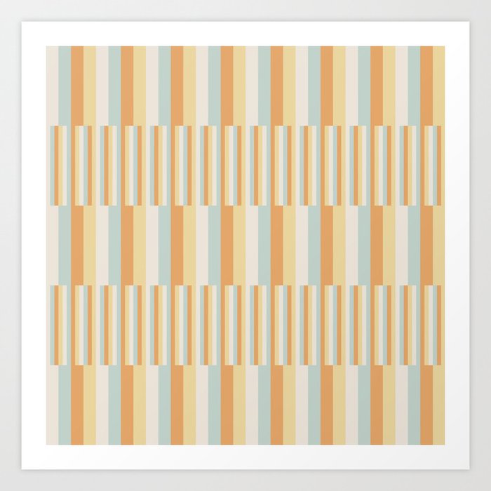 Mixed Stripes Pattern VIII Retro Pastel Art Print