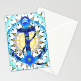 Blue Mandala Anchor Beachy Art Stationery Card