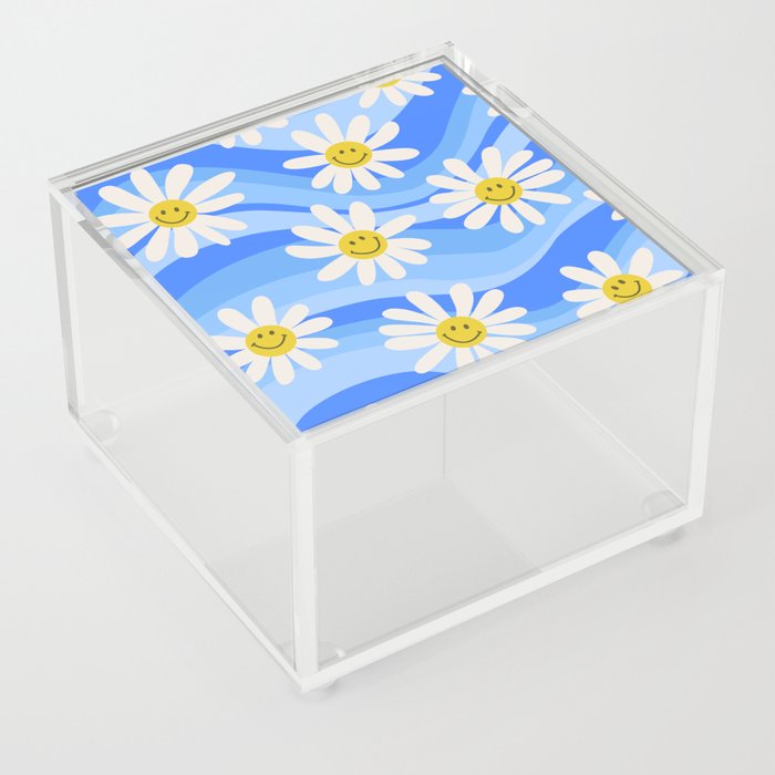 Wavy Daisies Sky Blue Acrylic Box