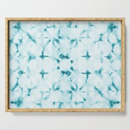 White and turquoise water spots Serving Tray