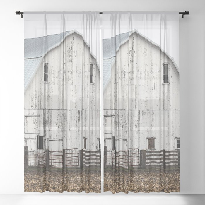 White Barn - Large Weathered Barn in Illinois Sheer Curtain
