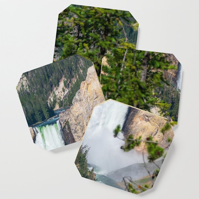 Yellowstone National Park Waterfall Landscape Photography Print Coaster