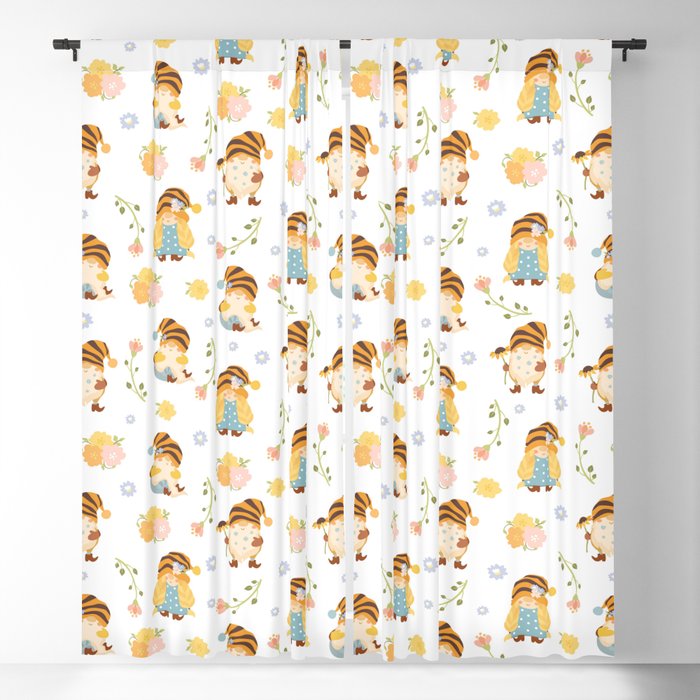 Spring Gnome Pattern Blackout Curtain