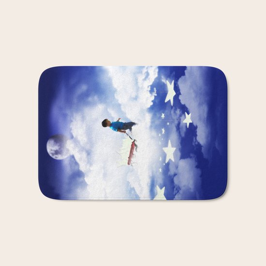 Star Boy Pulling Little Red Wagon Bath Mat