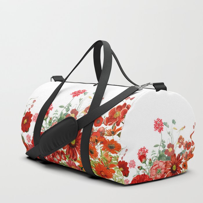 Vintage & Shabby Chic - Red Summer Flower Garden Duffle Bag