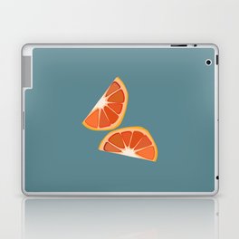 Blood Orange - Orange Summer Vibe Pattern on Turquoise Laptop Skin