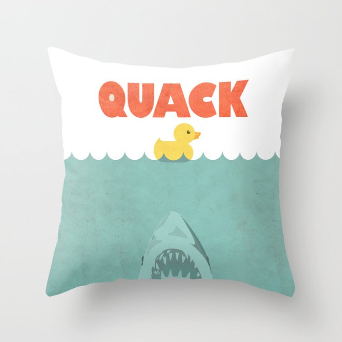Jaws Rubber Duck Throw Pillow