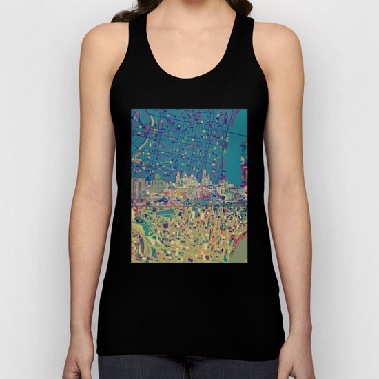 philadelphia city skyline map Unisex Tank Top