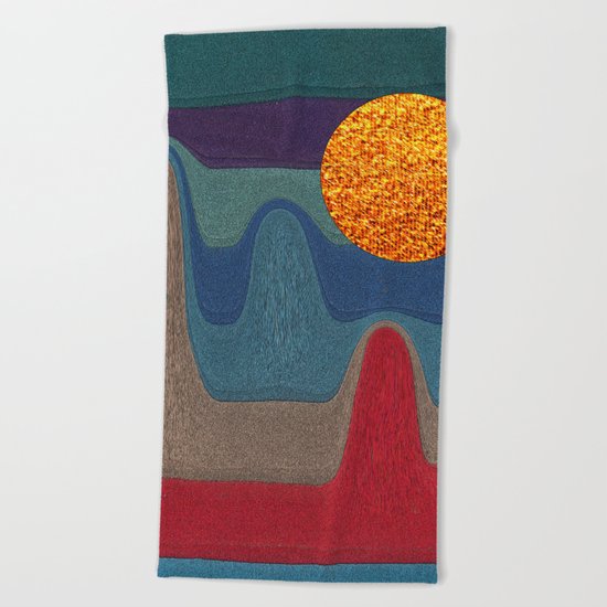 LANDSCAPE WITH SHINING SUN Beach Towel
