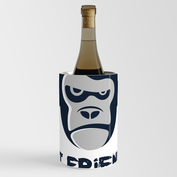 Not Friendly Do Not Touch! Grumpy Gorilla Face Drawing Wine Chiller