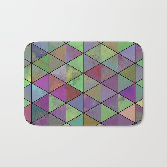 Pastel Triangulation - Abstract, textured, geometric painting Bath Mat