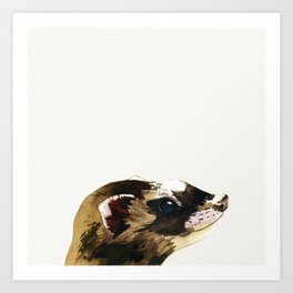 European polecat - Ferret artwork - Woodland watercolor wildlife artist Art Print