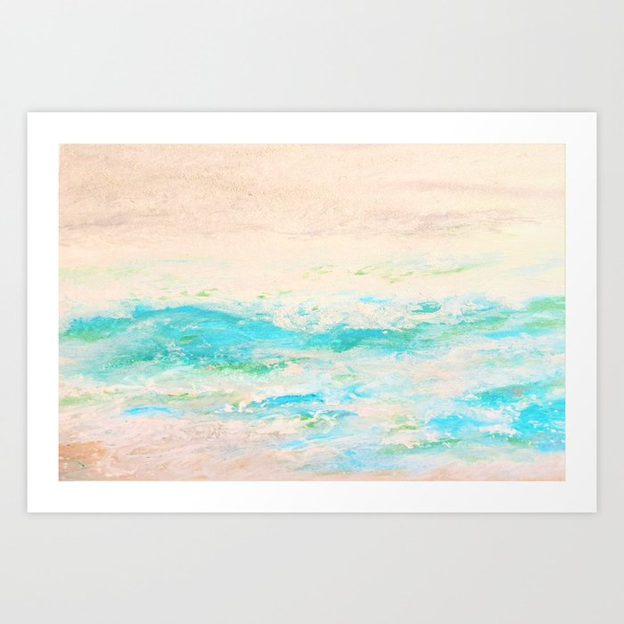 Brielle2, Light Tone, Seashore Oil Pastel Drawing Art Print