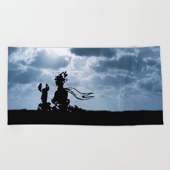 The little prince and the fox - dream version blue - quote Beach Towel
