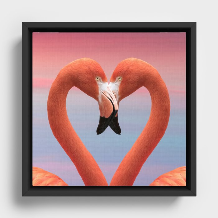 I Heart Flamingos Framed Canvas