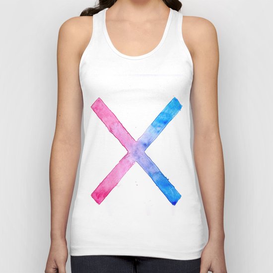 SUICIDE SQUAD HARLEY QUINN INSPIRED RED AND BLUE CROSS. Unisex Tank Top
