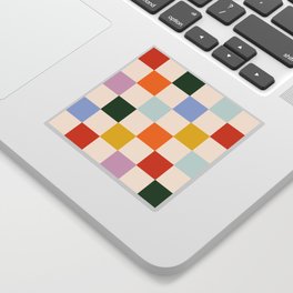 Retro Rainbow Checkerboard  Sticker