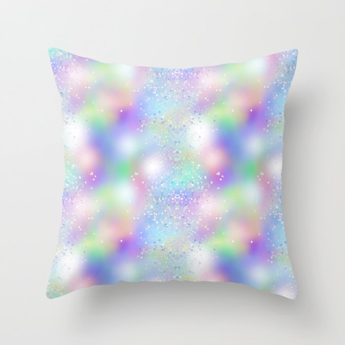 Pretty Holographic Glitter Rainbow Throw Pillow