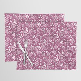 Magenta And White Eastern Floral Pattern Placemat