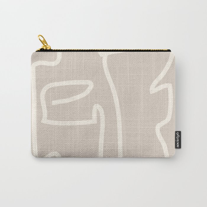 Abstract line art / Face/beige Carry-All Pouch