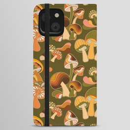 70s Mushroom, Retro Pattern iPhone Wallet Case