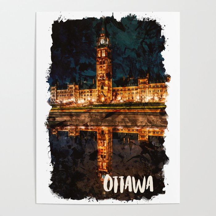 Ottawa Canada city watercolor Poster