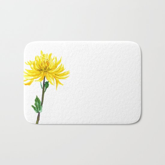 one yellow chrysanthemum Bath Mat