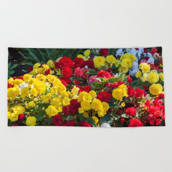 Begonias in Flower Beach Towel