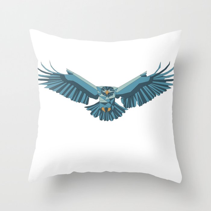 Geometric flying eagle Throw Pillow